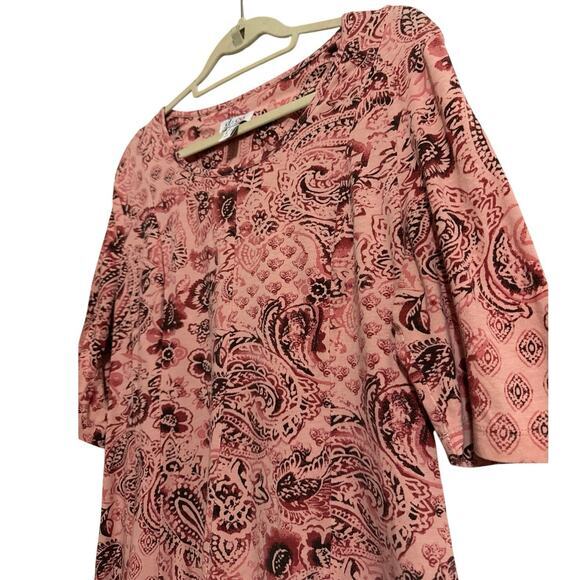 D & Co Denim & Company small paisley print tunic mini dress - Picture 2 of 5